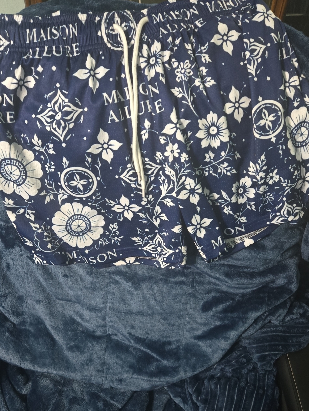 Men's Navy Floral Athletic Shorts